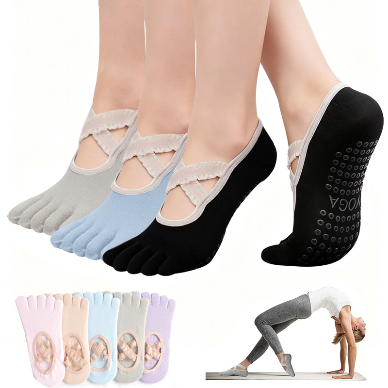 Fitness Yoga Pilates - Calzini Antiscivolo da Donna per Pilates,
